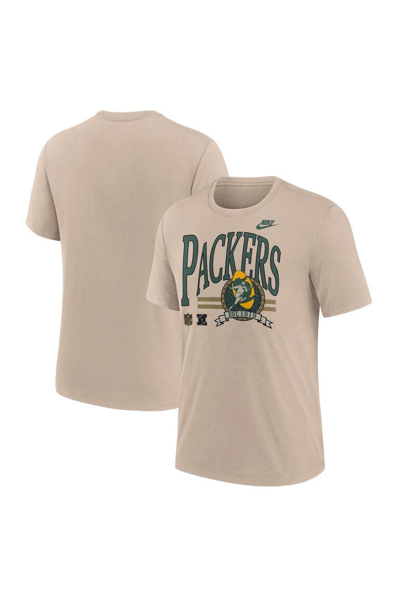 Men's Nike Sand Green Bay Packers Rewind Tri-Blend T-Shirt, Main, color, Sand