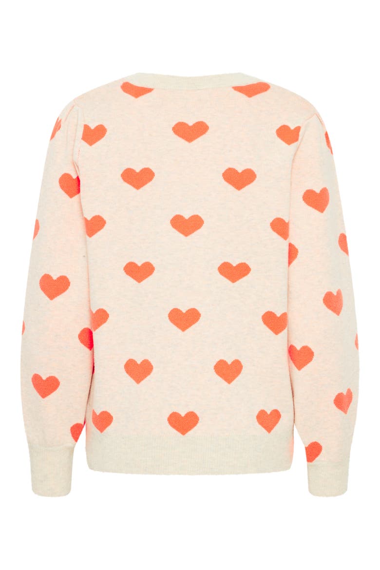 Heart Pullover Sweater, Alternate, color, OATMEAL/ HOT CORAL