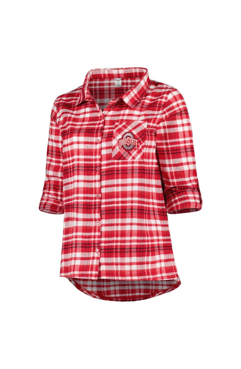 PROFILE Women's Scarlet Ohio State Buckeyes Plus Size Mainstay Long Sleeve Button-Up Shirt, Alternate, color, Scarlet