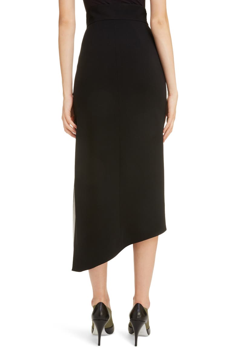 Contrast Piping Asymmetrical Wool Skirt, Alternate, color, BLACK/ WHITE