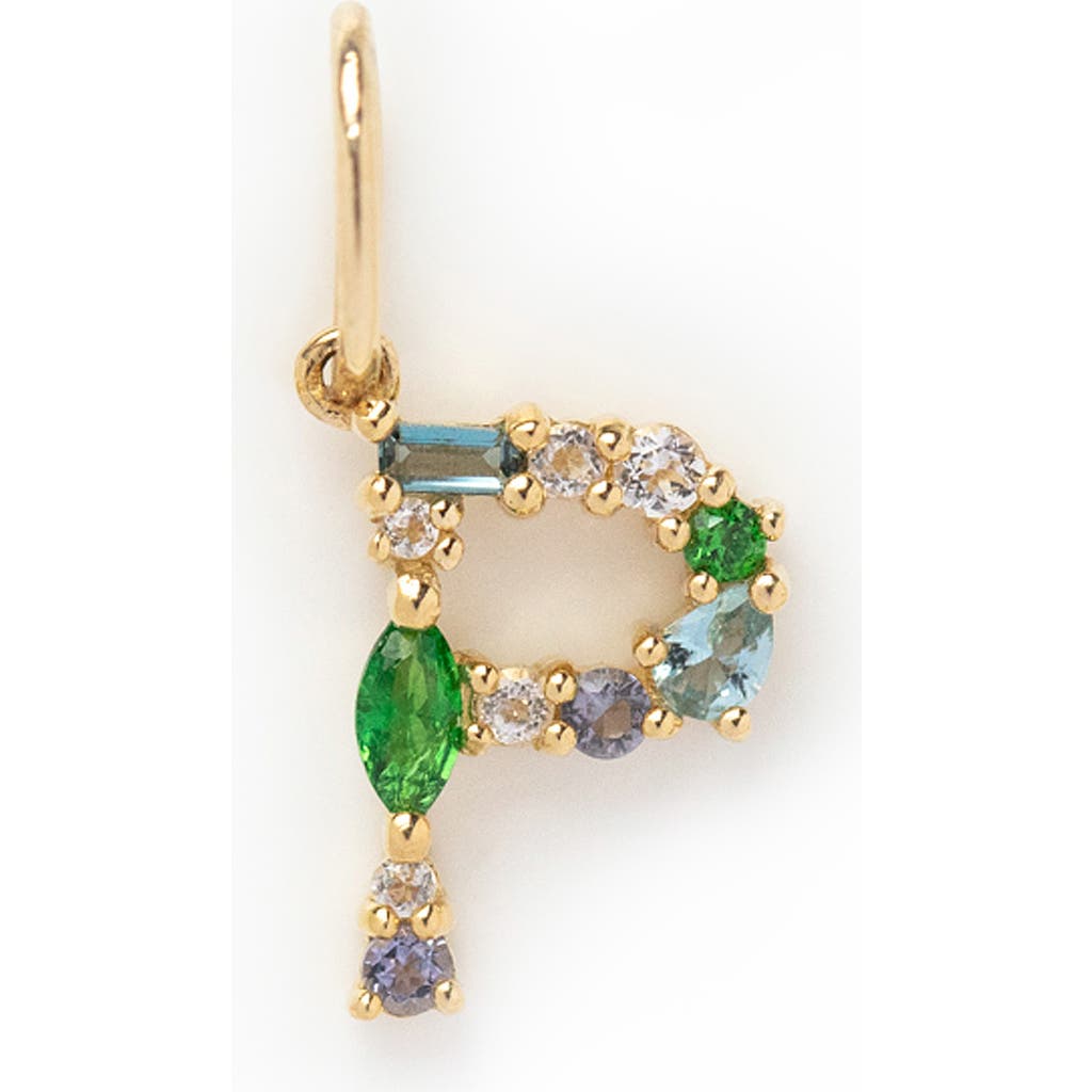 Local Eclectic Semiprecious Stone Initial Charm In Gold
