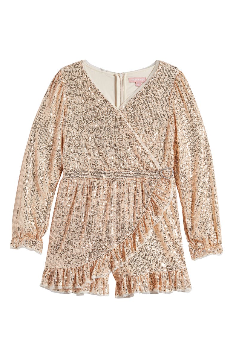 BCBG Kids' Long Sleeve Sequin Romper, Main, color, 