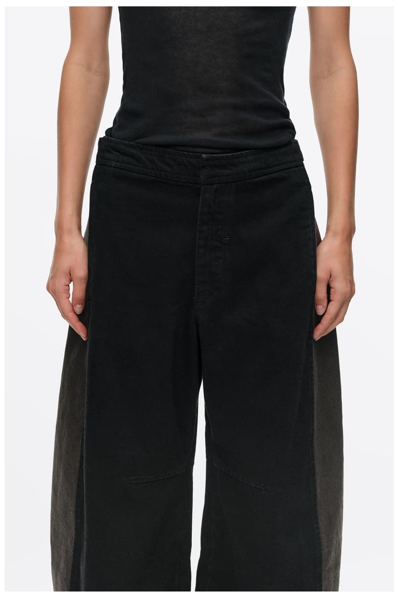 Two-Tone Adjustable Waist Denim Trousers, Alternate, color, BLACK