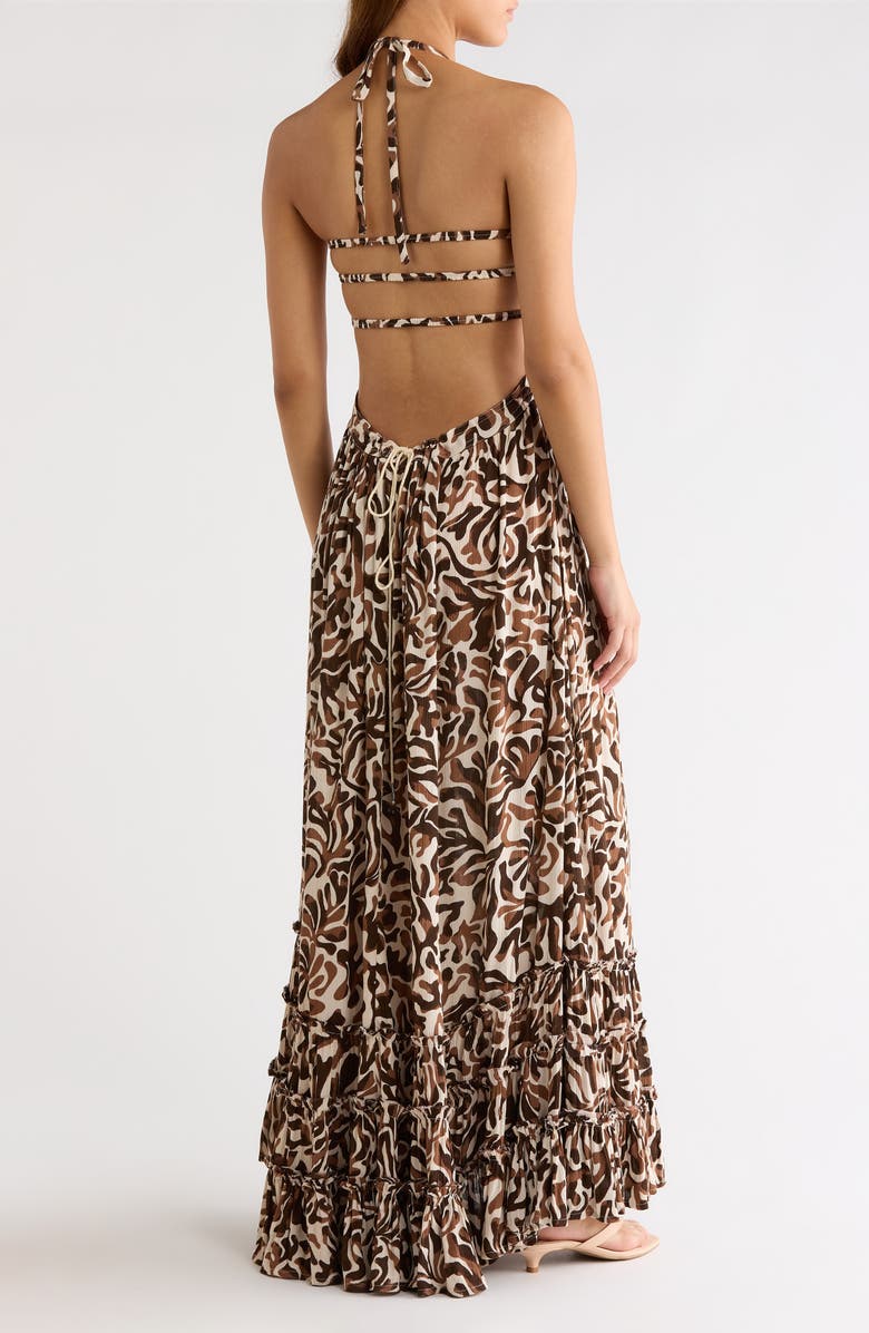 Elan Strappy Smocked Maxi Dress, Alternate, color, Brown Carolina