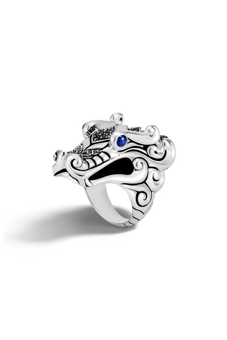 Legends Naga Ring, Main, color, SILVER/ BLACK/ BLUE SAPPHIRE