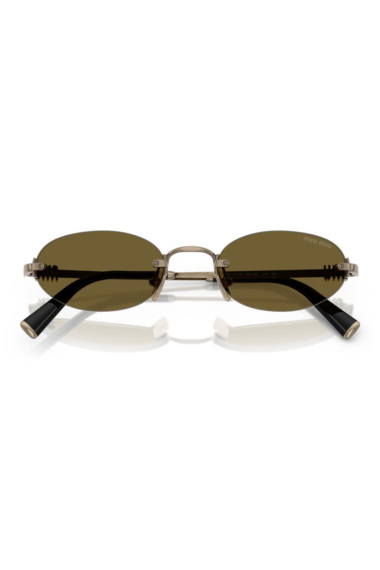 51mm Oval Rimless Sunglasses, Alternate, color, OLD GOLD / DARK BROWN