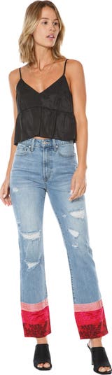 Floral Print Straight Leg Jeans