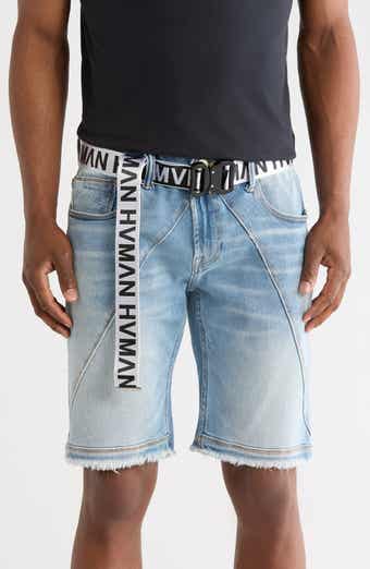 HVMAN Mero Slim Raw Hem Cutoff Denim Shorts