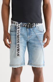 HVMAN Mero Slim Raw Hem Cutoff Denim Shorts