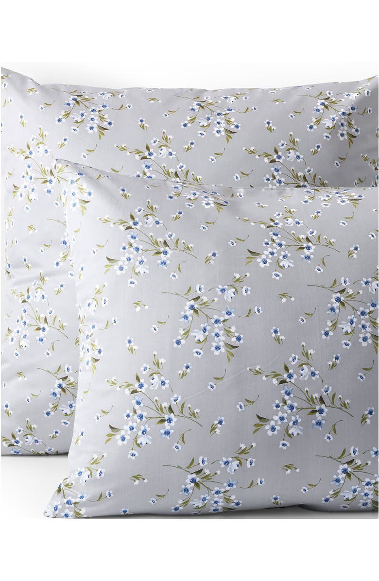 Lands' End 700 Thread Count Luxe Sateen Egyptian Cotton No Iron Bed Pillow Sham, Main, color, Light Fog Snow Drop Floral