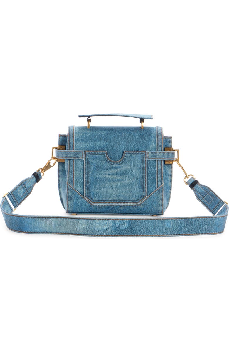 Balmain B-Buzz 23 Denim Top Handle Bag, Alternate, color,