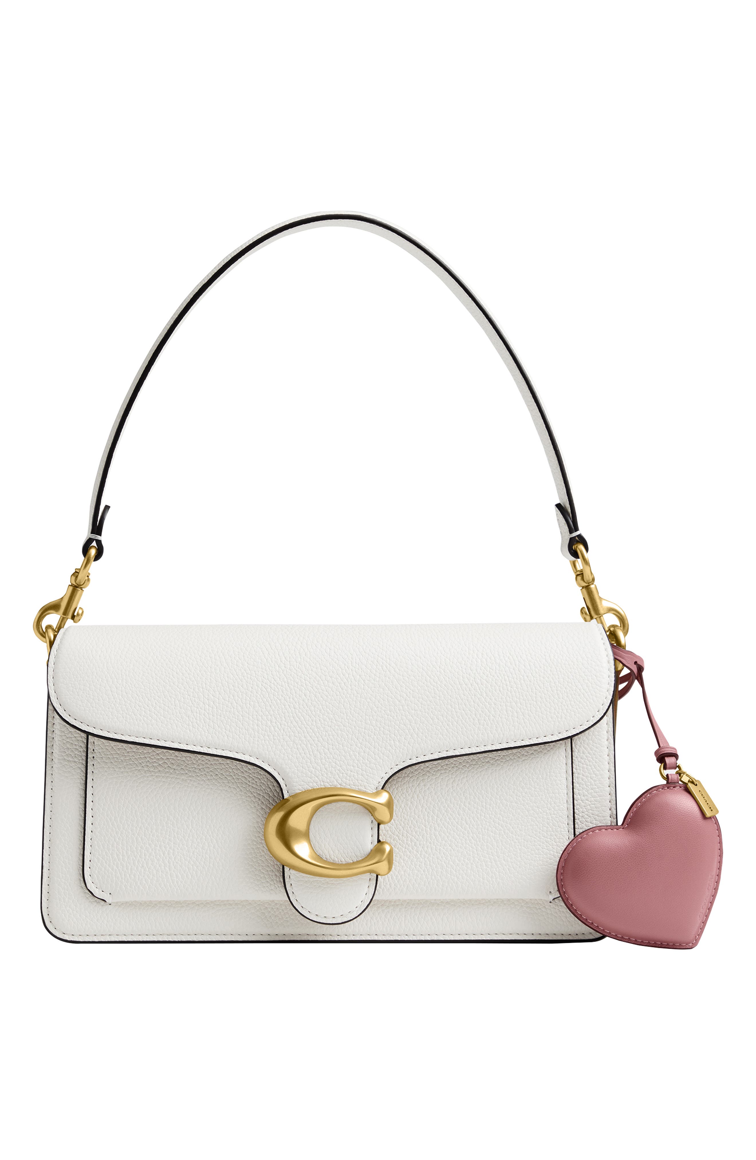COACH Heart Puffy Leather Bag Charm, Alternate, color, 