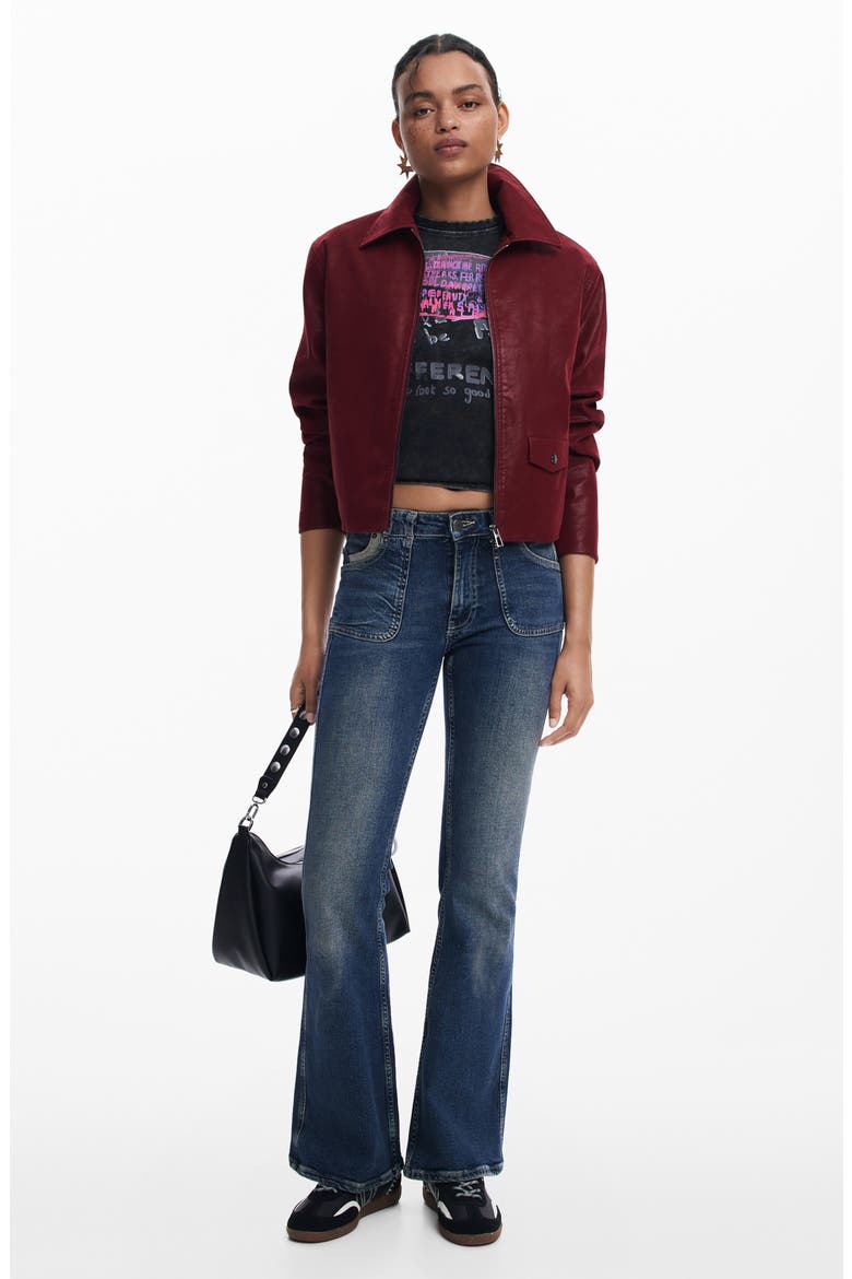 Lido Faux Leather Jacket, Alternate, color, MAROON