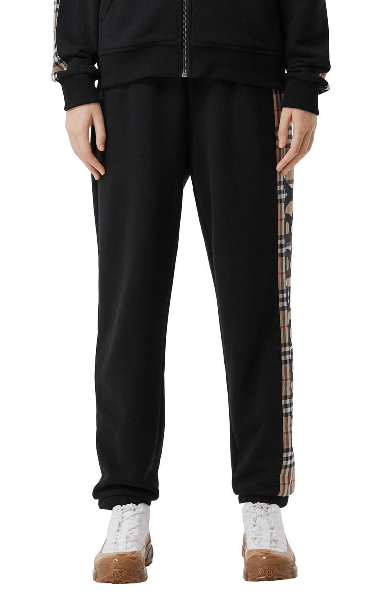 Burberry Raine Vintage Check Panel Cotton Track Pants, Main, color, 