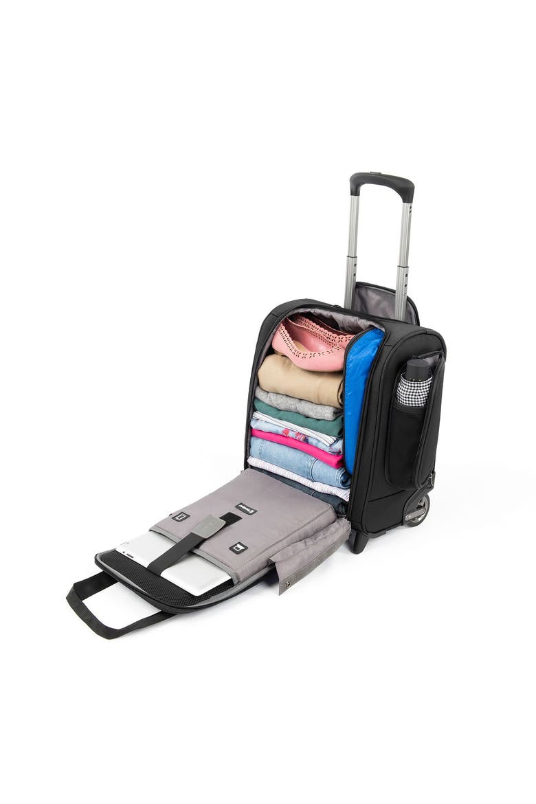 Tourlite Softside Lightweight 15" Underseat Compact Carry On Rolling Luggage, Alternate, color, Black