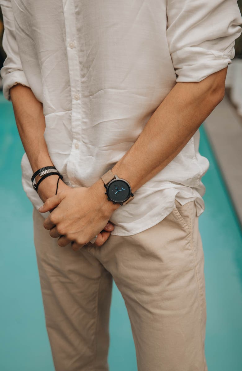 MVMT Chronograph Leather Strap Watch, 45mm, Alternate, color,