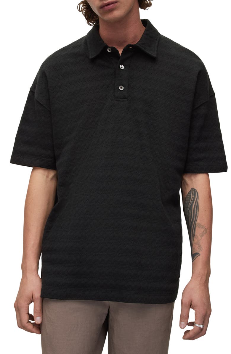 AllSaints Rafa Oversize Pointelle Polo, Main, color,