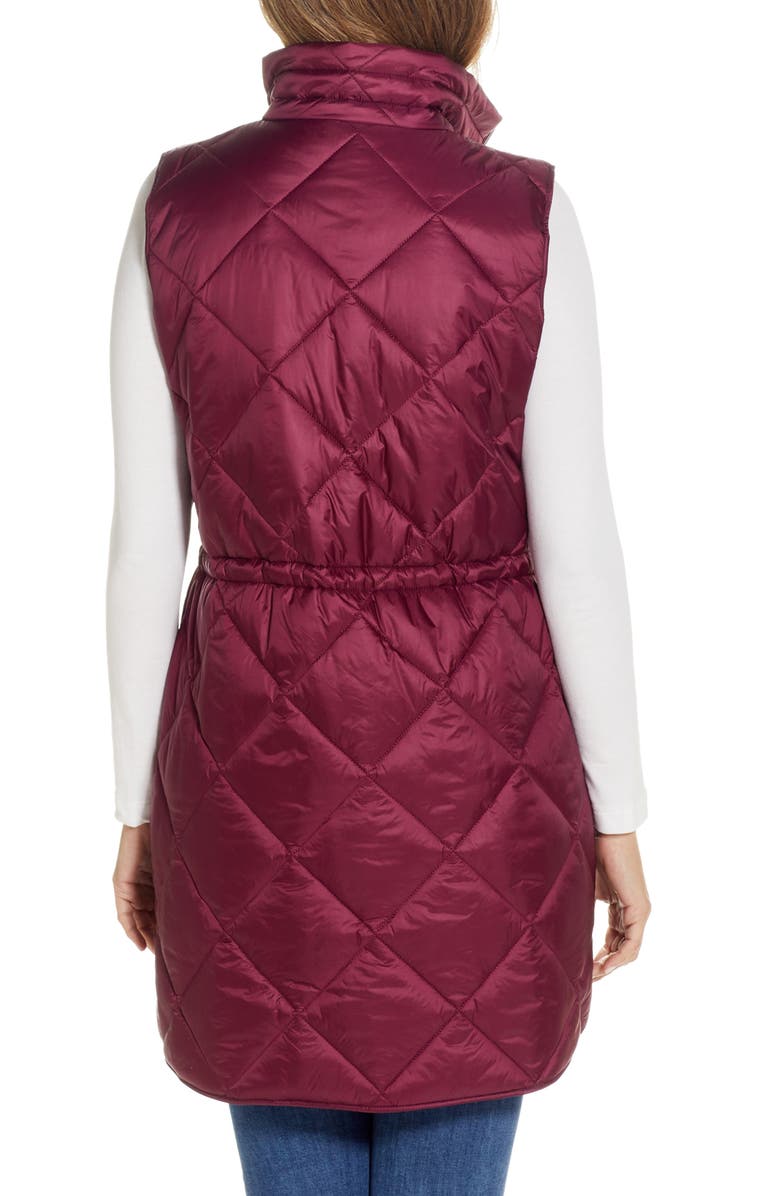 Gallery Diamond Quilted Puffer Vest, Alternate, color, Burgundy