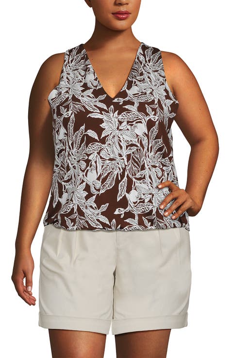 Plus Size Lightweight Jersey Blouson Vneck Tank