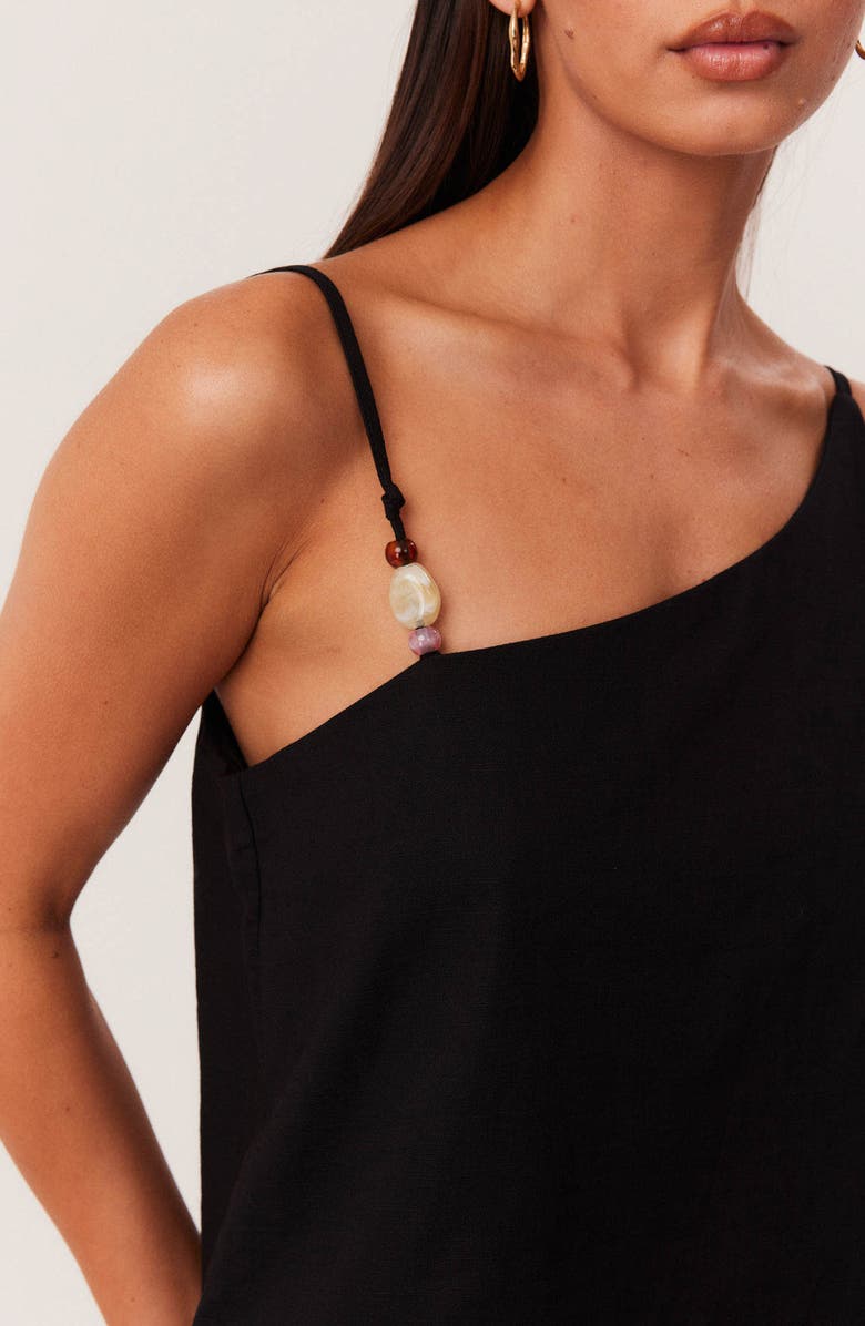 SNDYS Ismene Asymmetrical One Shoulder Linen & Cotton Blend Top, Alternate, color, Black