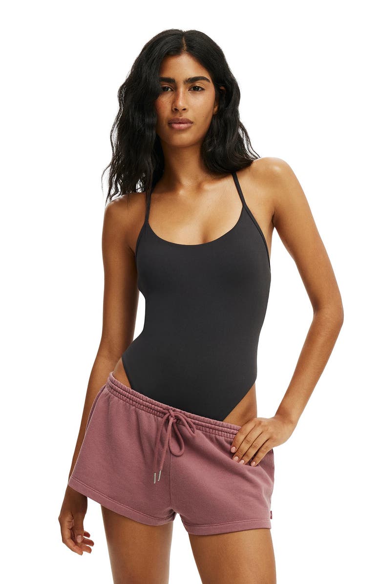 COTTON ON BODY Women's Active Ultra Soft High Side Bodysuit, Main, color, Black
