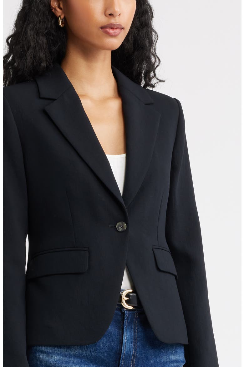 Curator Crepe Shrunken Blazer, Alternate, color, BLACK