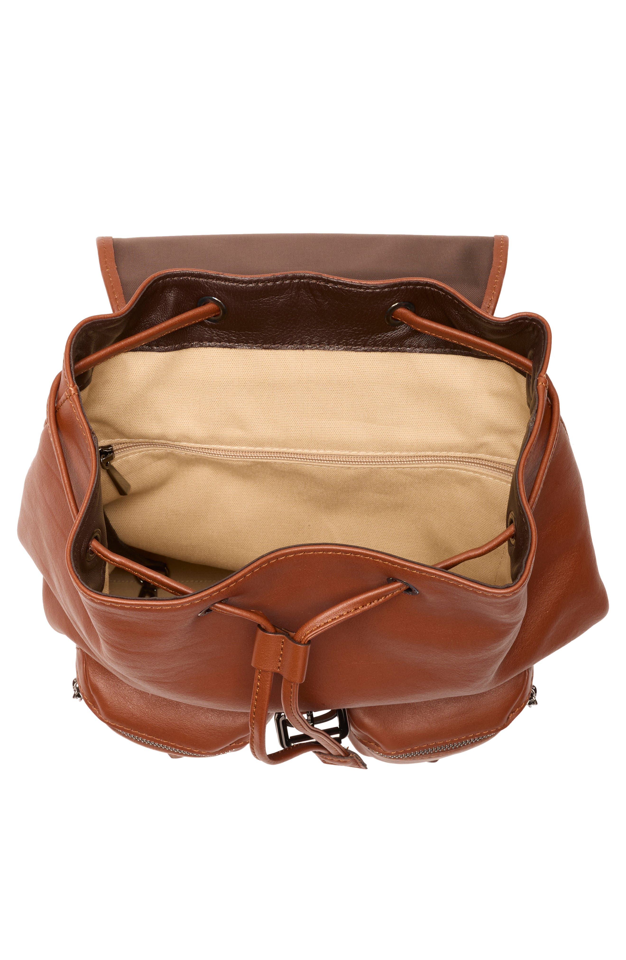 Longchamp Small 3D Leather Backpack, Alternate, color, Cognac