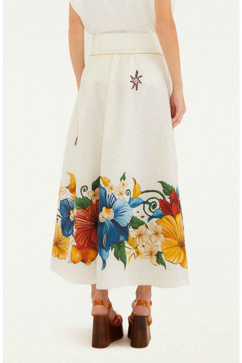 Beaded Floral Linen Maxi Skirt, Alternate, color, TROPI OFF-WHITE
