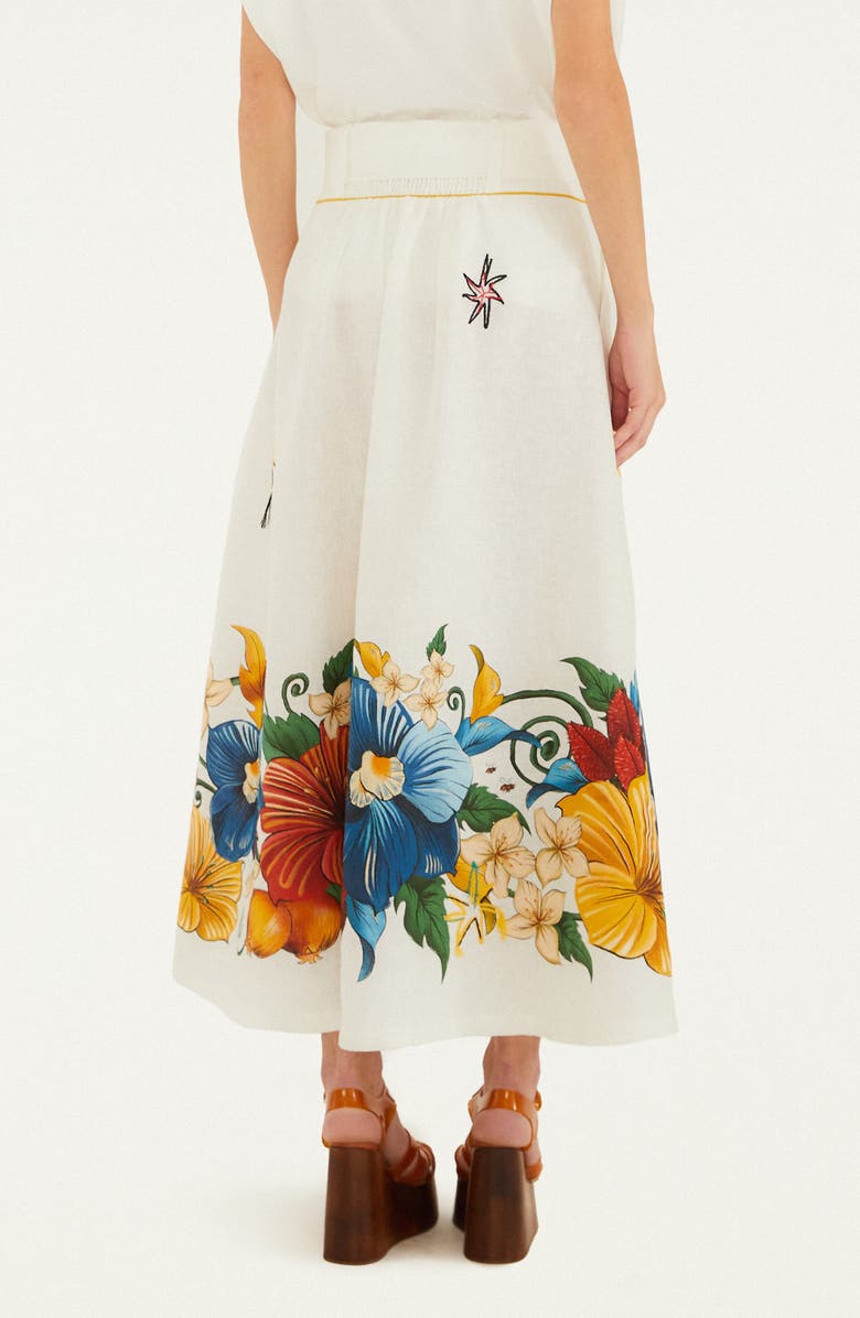 FARM Rio Beaded Floral Linen Maxi Skirt, Alternate, color, Tropi Off-White