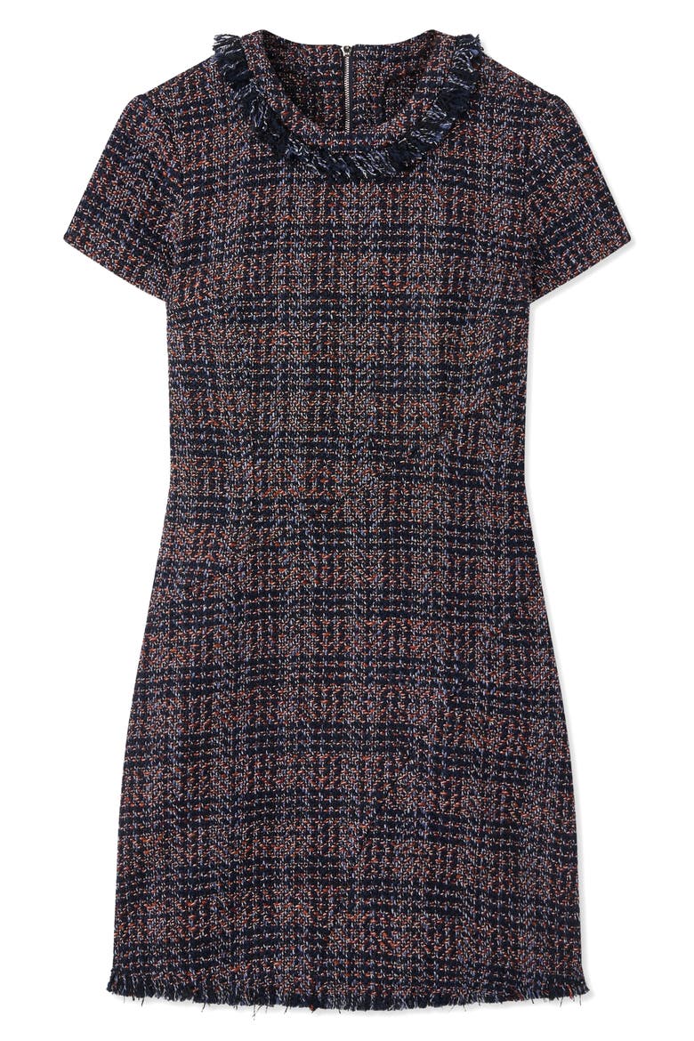 Alba Tweed Fringe Minidress, Alternate, color, NAVY