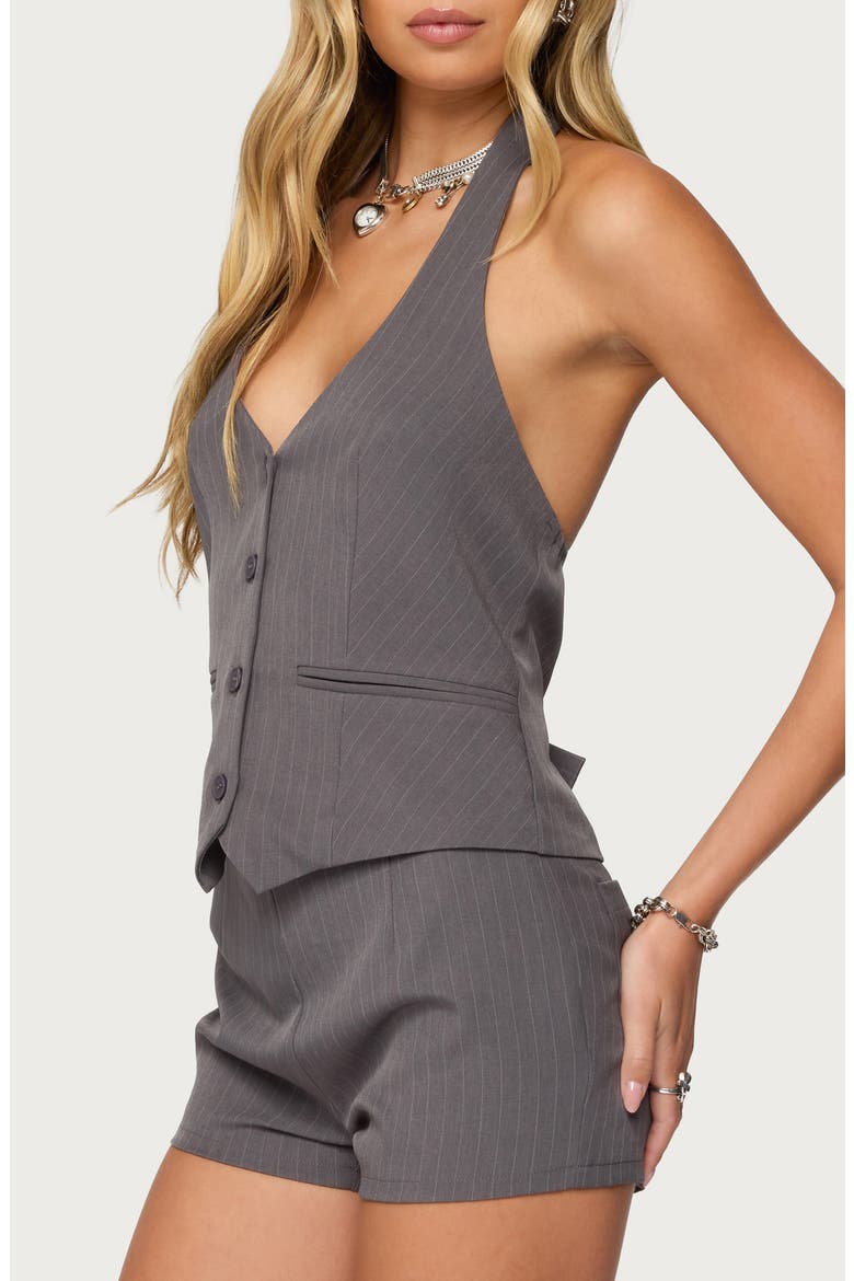 Riya Pinstripe Halter Vest, Alternate, color, GRAY