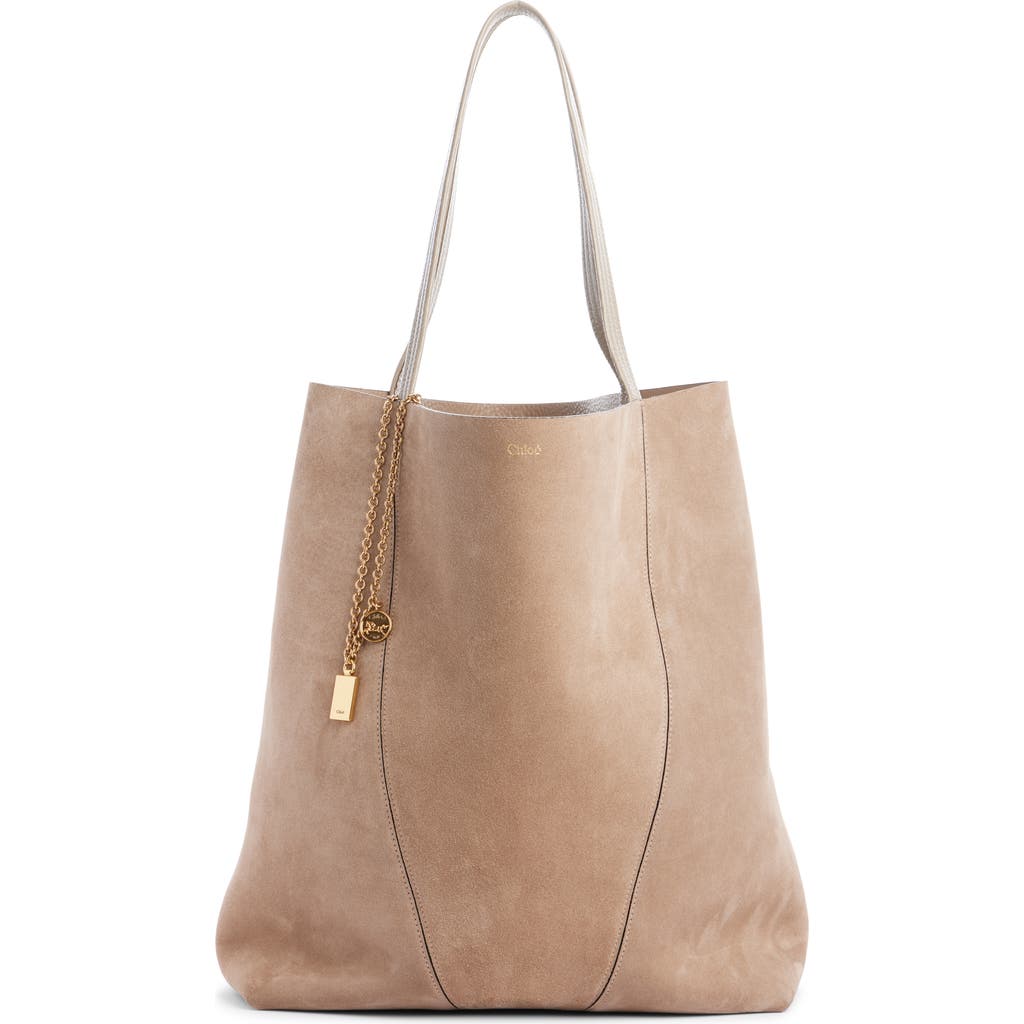 Chloé Spin Suede Tote In Gray