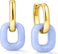 GABI RIELLE Square Baby Blue Lucite Drop Hoop Earrings