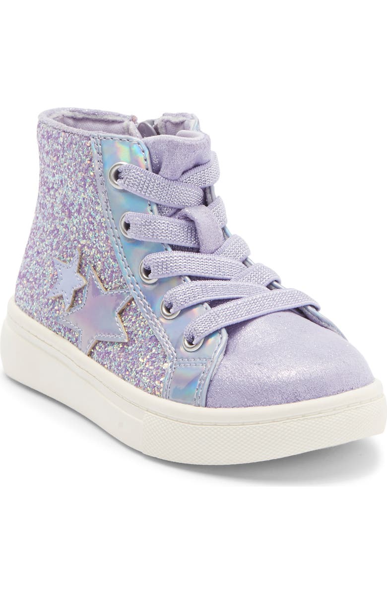 Harper Canyon Kids' Aimie High Top Sneaker, Main, color, Purple Glitter