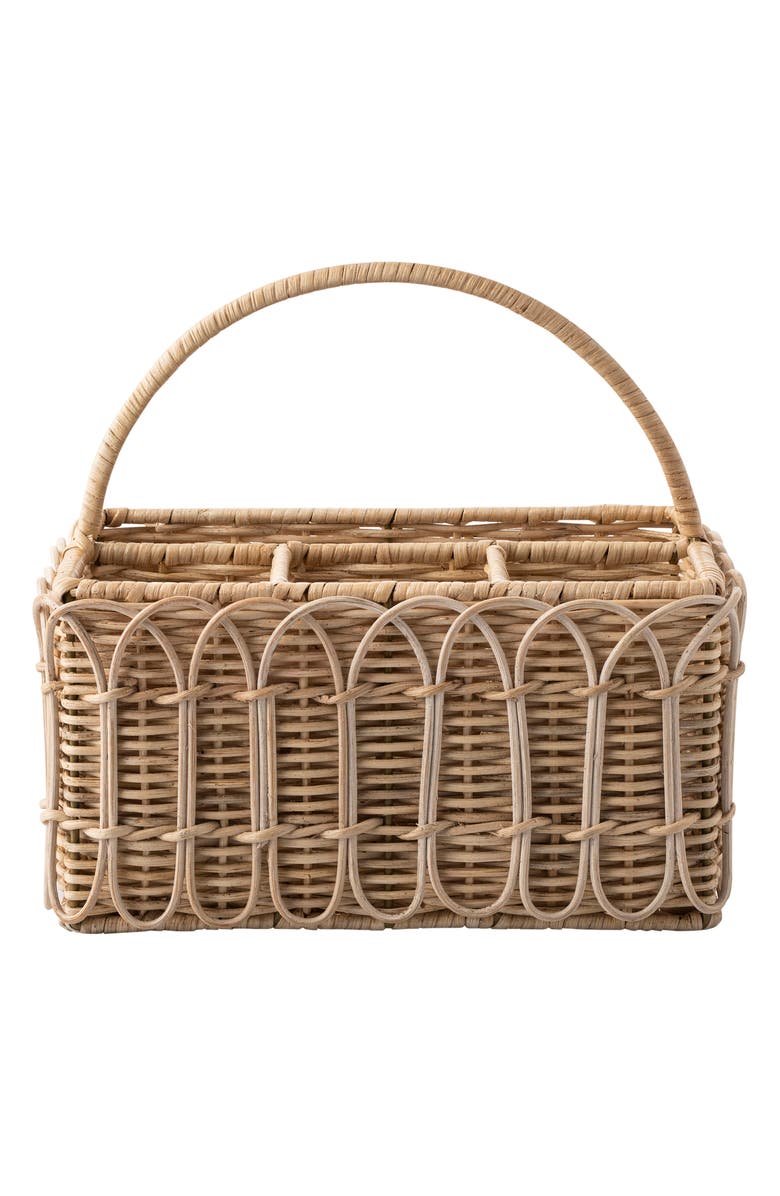 Juliska Provence Rattan Flatware Basket, Main, color, Whitewash