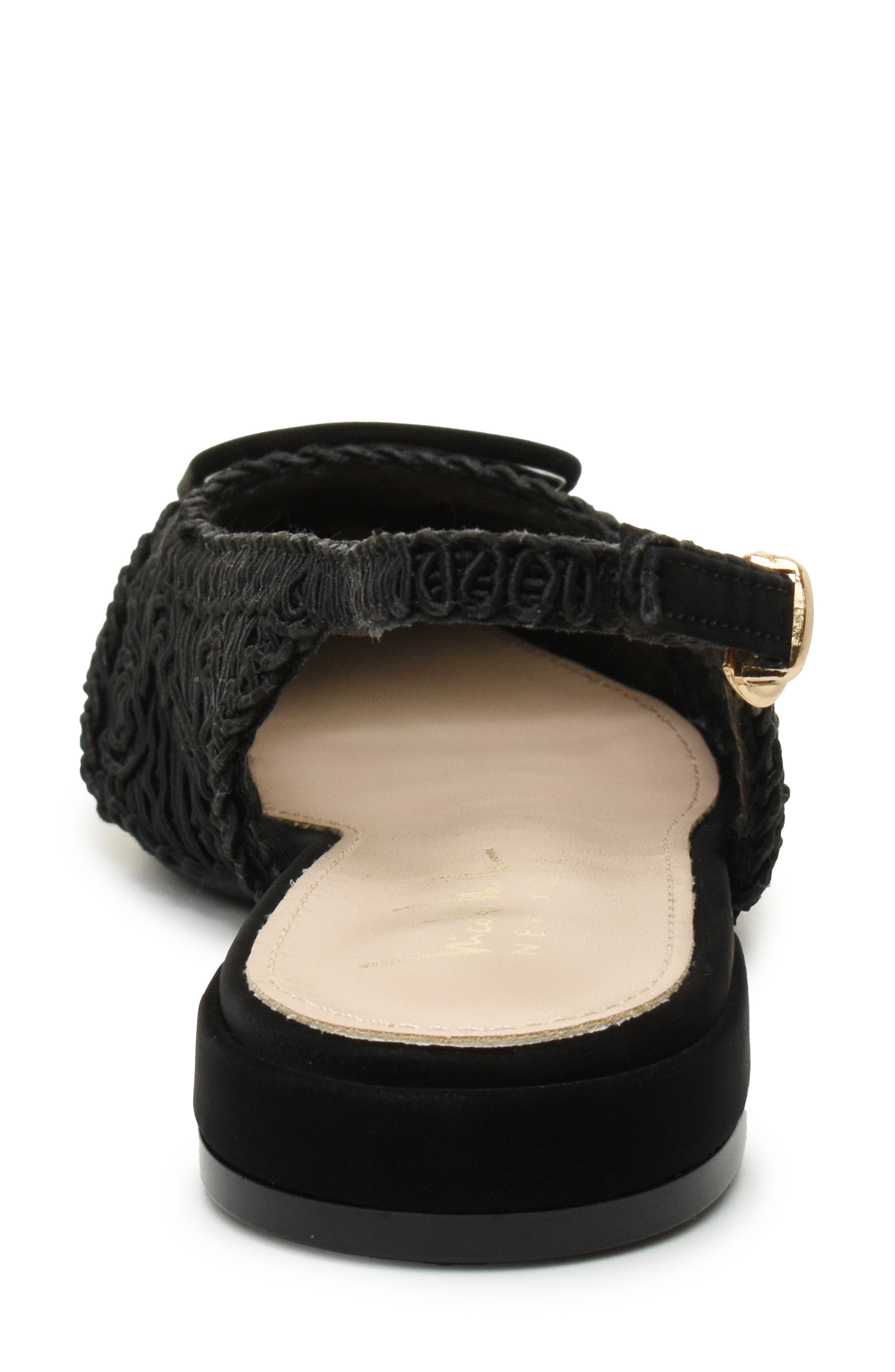 Nicole Miller Embroidered Slingback Flat, Alternate, color, Black