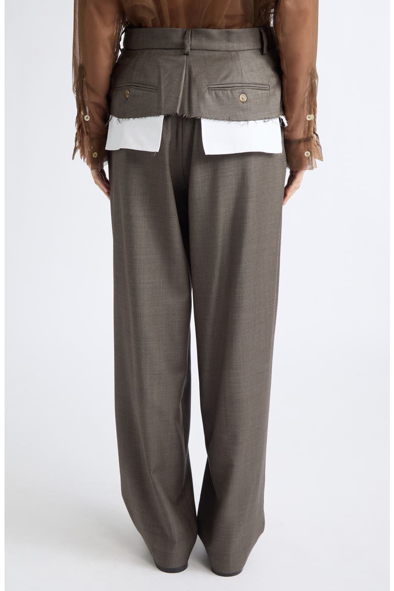 Torn Basque Wide Leg Pleated Wool Blend Trousers, Alternate, color, BISCUIT GRISAGLIA