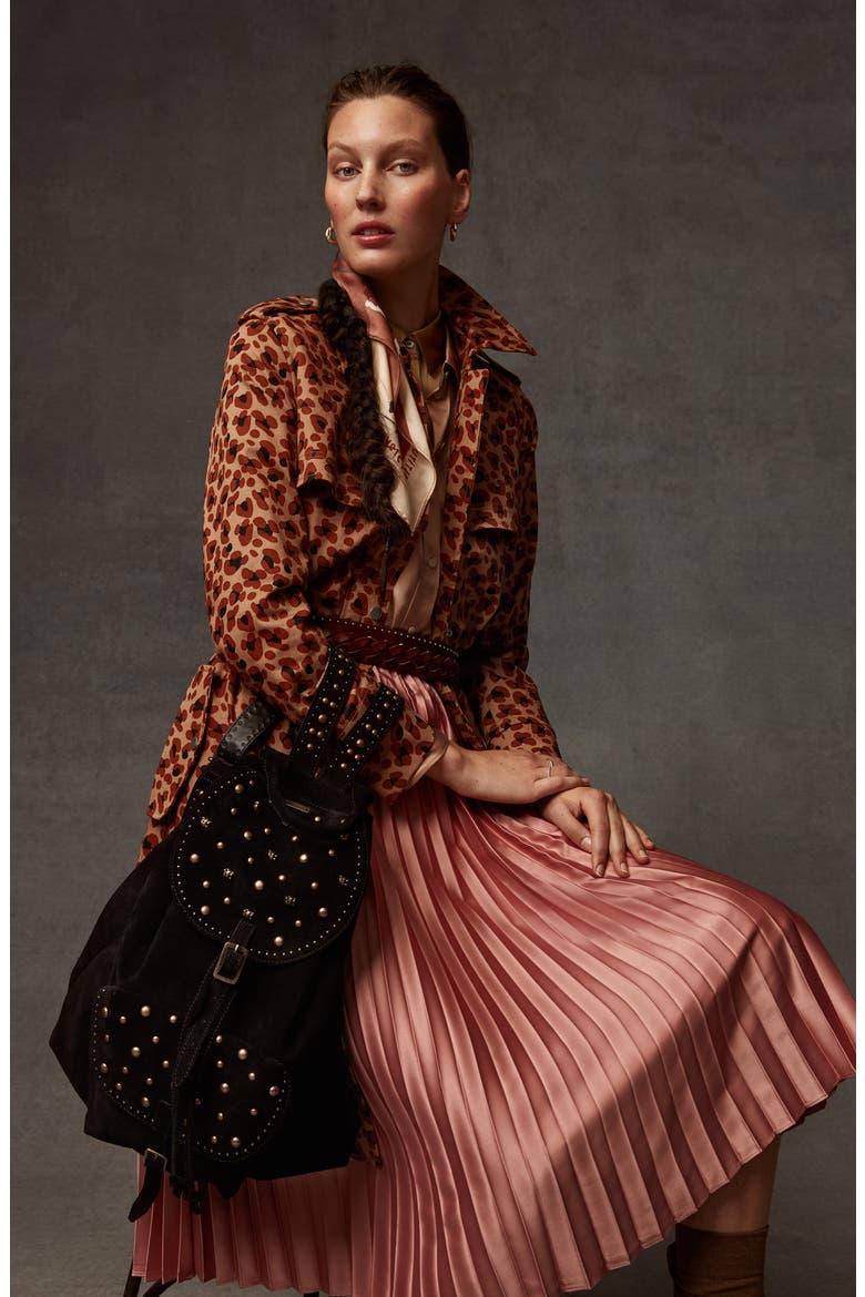 Shiny Pleated Midi Skirt, Alternate, color, BLOSSOM PINK