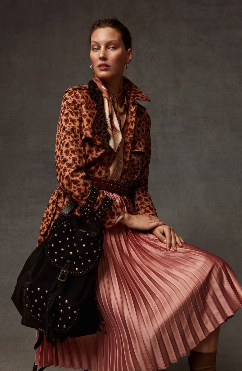 Scotch & Soda Shiny Pleated Midi Skirt, Alternate, color,