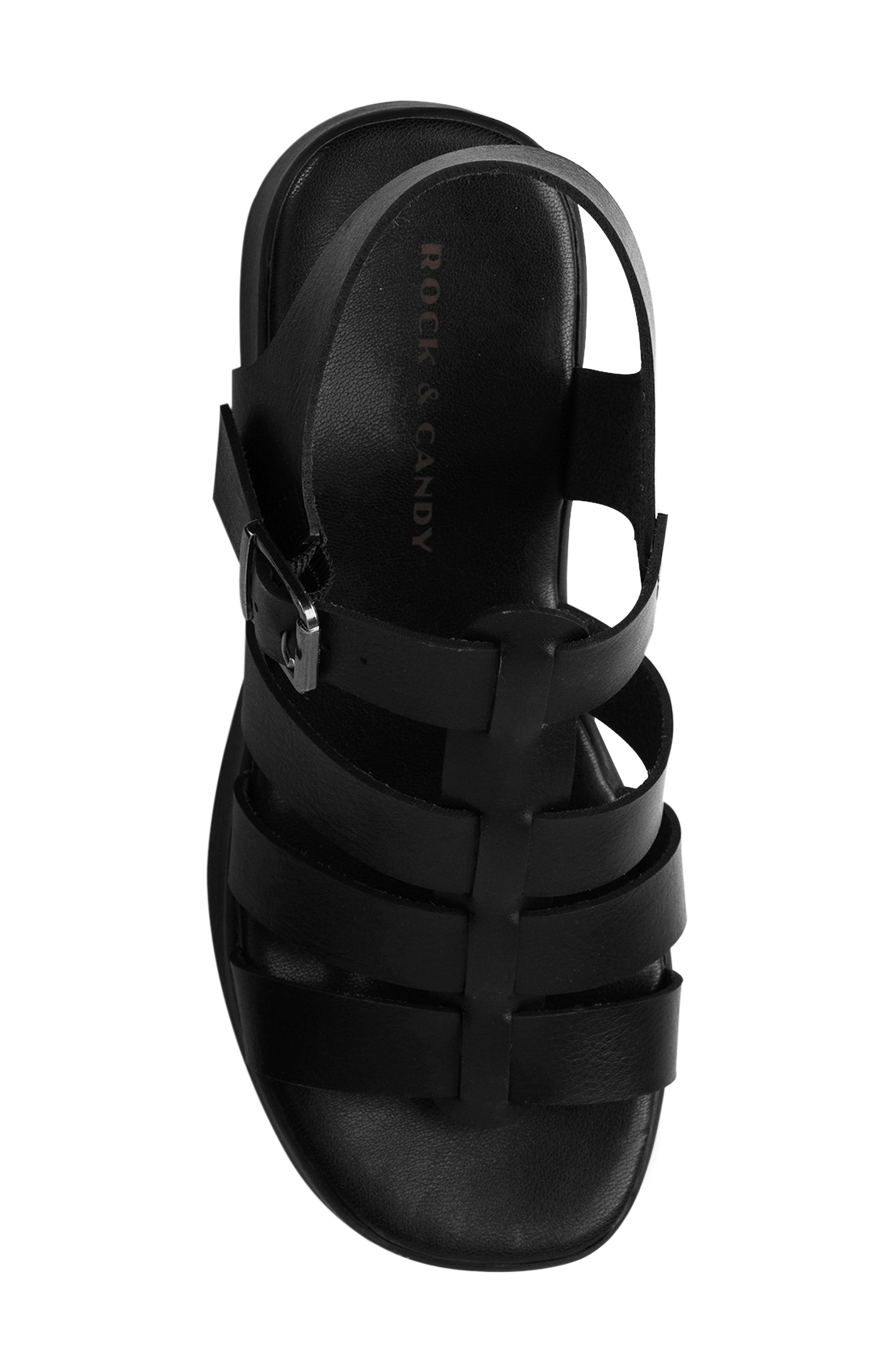 ROCK AND CANDY Caged Platform Sandal, Alternate, color, Black Faux