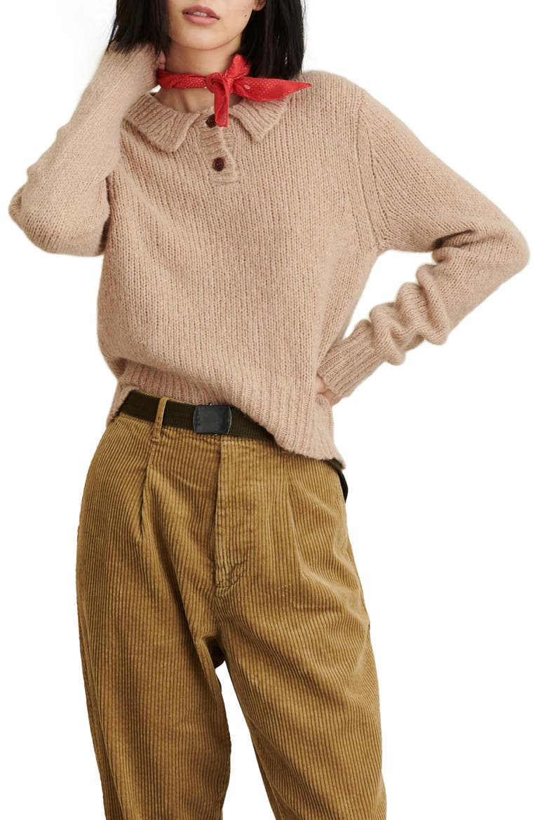 Wool & Cashmere Blend Henley Sweater, Main, color, WARM KHAKI