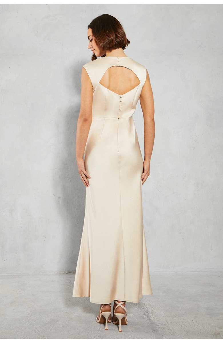 Oasis Satin Maxi Bridesmaid Dress, Alternate, color, Champagne