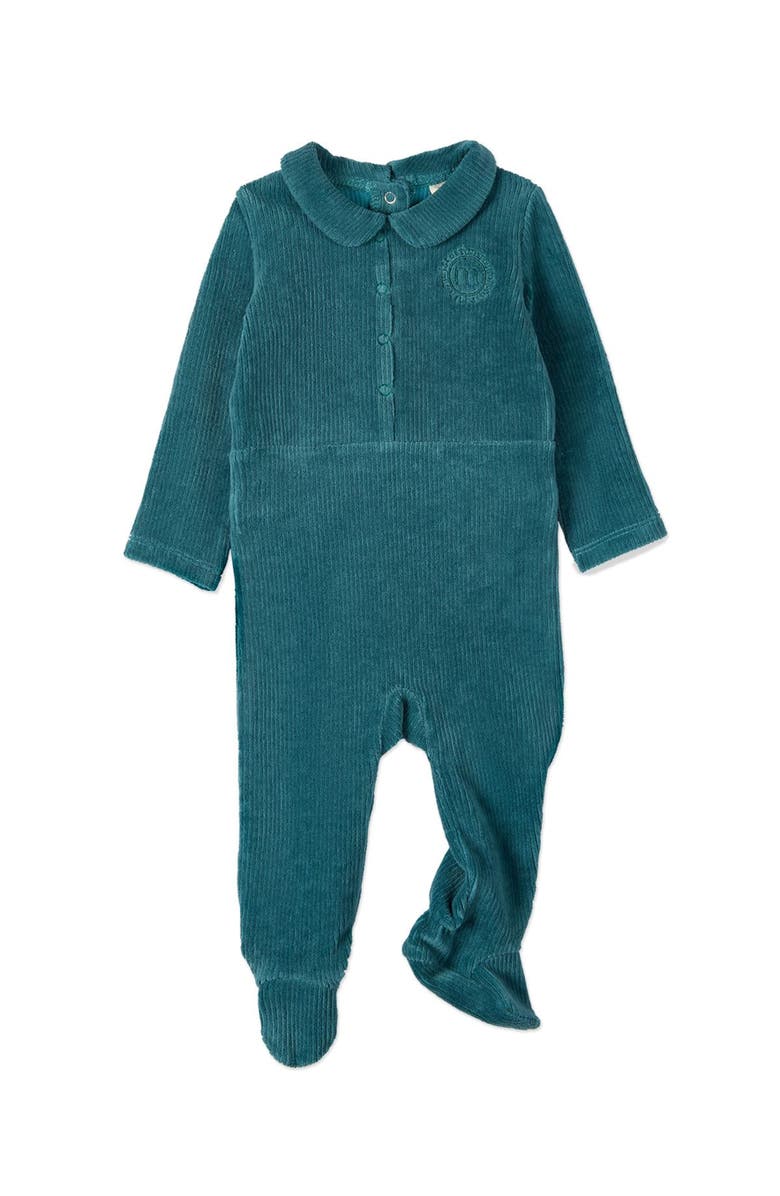 MiniMoi Sport Cotton Rich Corduroy Footie, Main, color, Ocean Depths