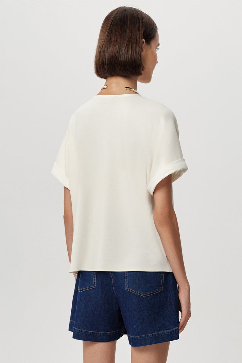 Alette V Neck Short Sleeve Blouse, Alternate, color, Ecru