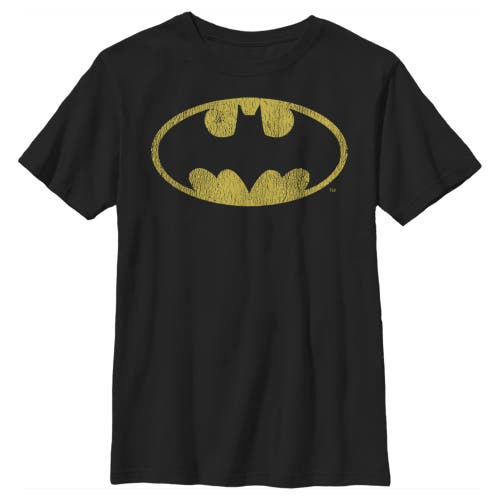 Batman Boy's  Logo Retro Caped Crusader  Graphic T-shirt In Black