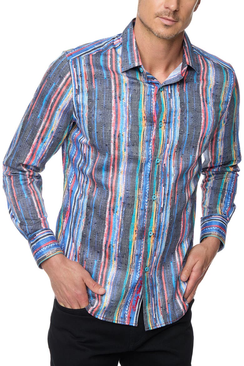 Baja Stripe Classic Fit Stretch Button-Up Shirt, Main, color, MULTI