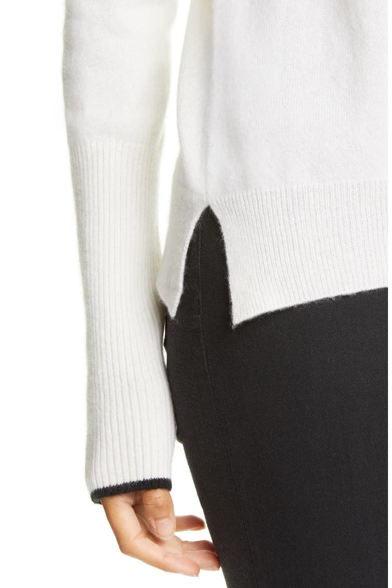 Bold Stripe Cashmere Sweater, Alternate, color, CREAM/ BLACK