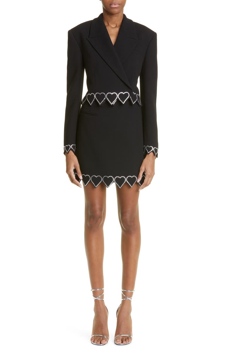 Mach & Mach Hot Fix Crystal Heart Wool Skirt, Alternate, color,