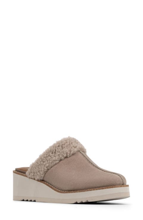 Elate Faux Shearling Trim Wedge Mule