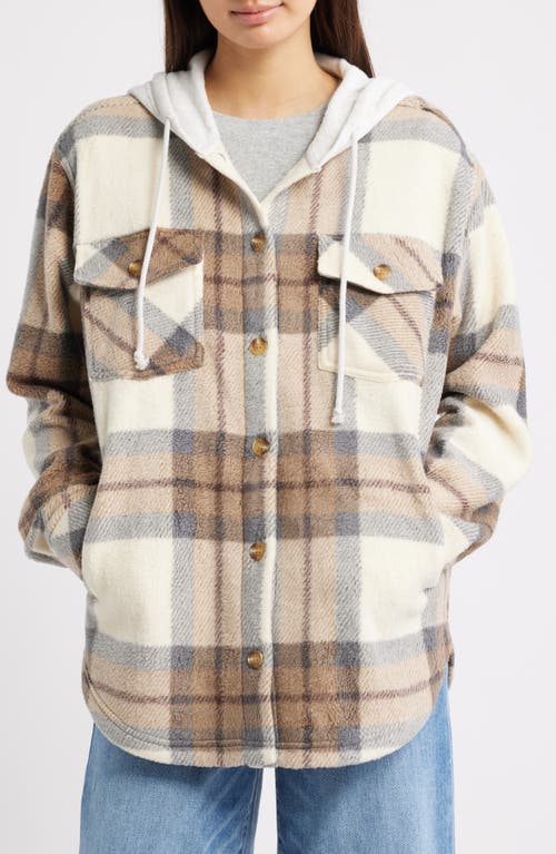 Thread & Supply Hooded Fleece Shacket In Brown